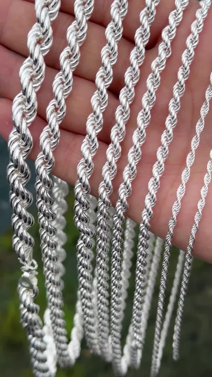 925 Sterling Silver Rope Chain, Twisted Chain Necklace