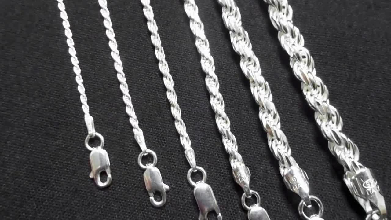 Silver ROPE Chain, Real Solid 925 Silver Chain Italy, Thick Rope Chain  Necklace for Men, Diamond Cut ROPE Chain, Dainty Minimalist Jewelry 