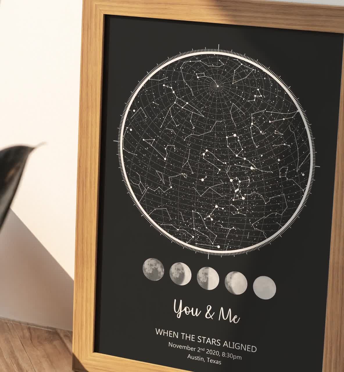 The Day YOU WERE BORN Custom Star Map, Constellation Chart, Map of