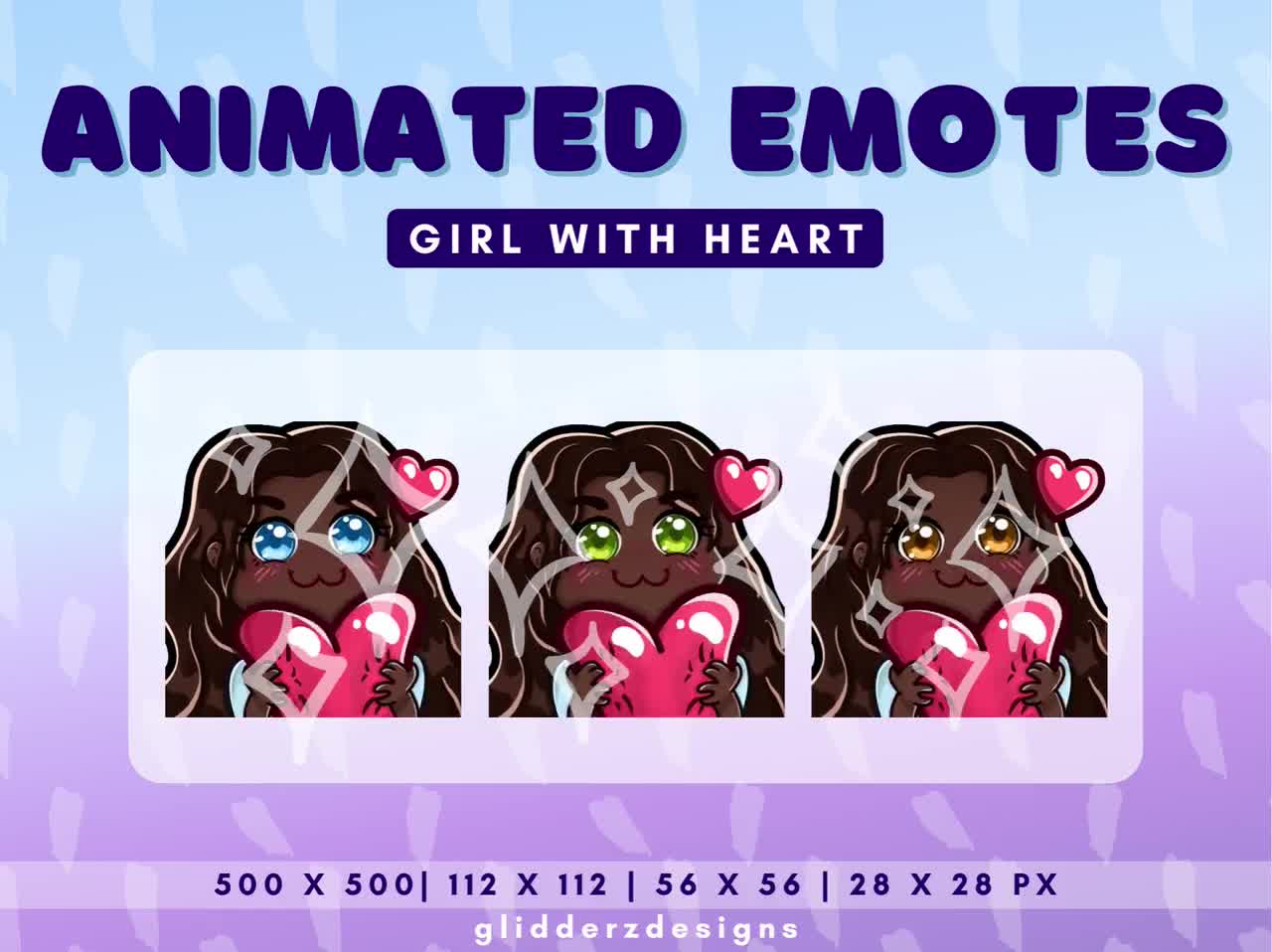 Brown Hair Girl Twitch Emote Animated | Girl Animated Emote Twitch | Girl  With Heart Animated Emote | Dark Skin Girl Emote Twitch