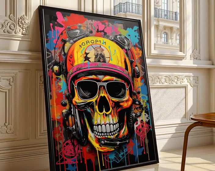 Skull Head Graffiti Wall Art, Digital Download, Skull of A