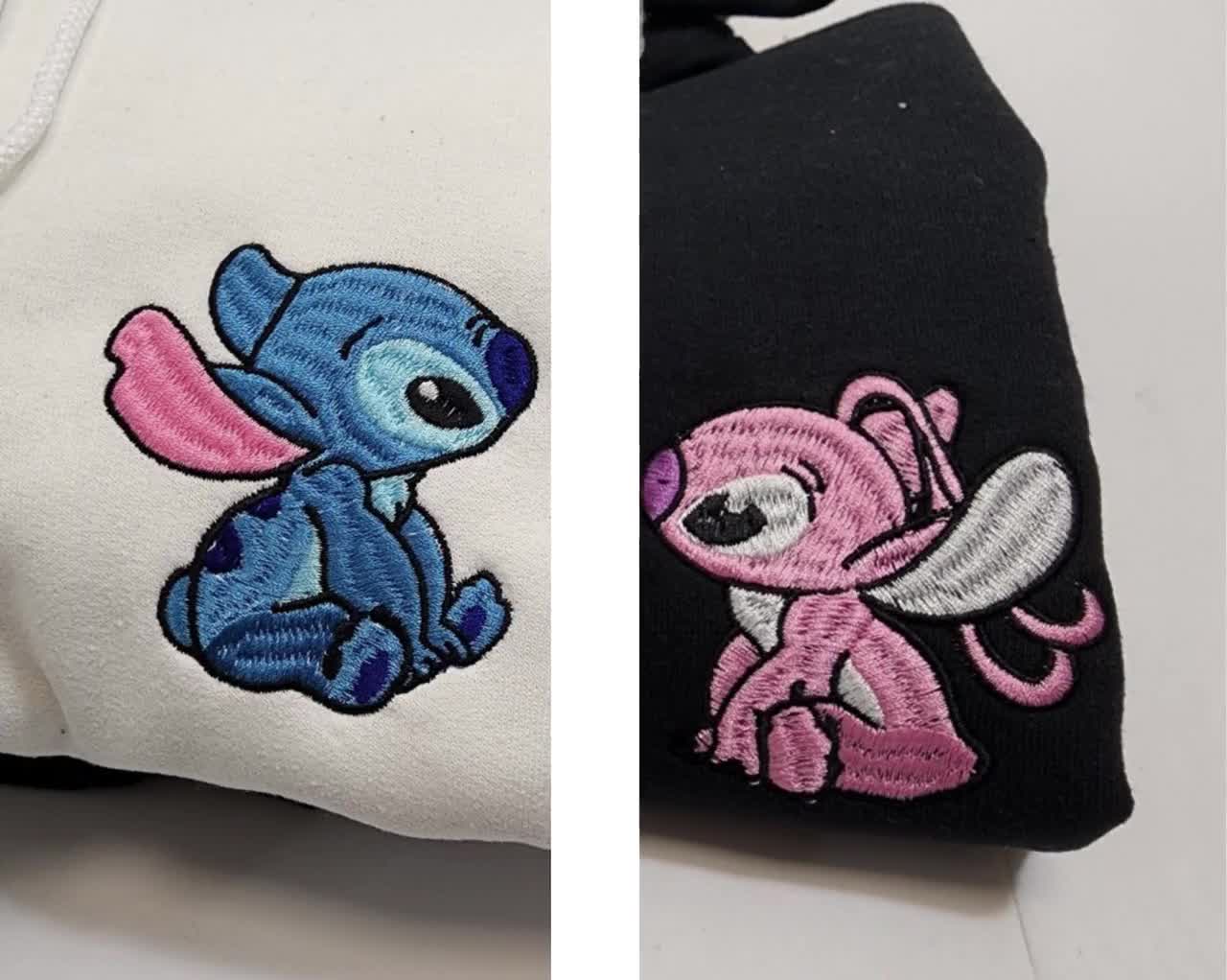 Stitch X Angel Matching Couple Embroidered Sweatshirt Crewneck ⋆ Vuccie