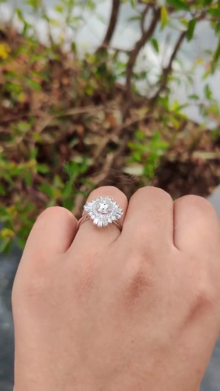 Moissanite Ring, 2.6Ct Colorless Moissanite, Engagement Queen Crown Ring, 14KWhite Gold, Fancy Wedding Ring, on sale Luxurious Ring, Bride's Jewelry