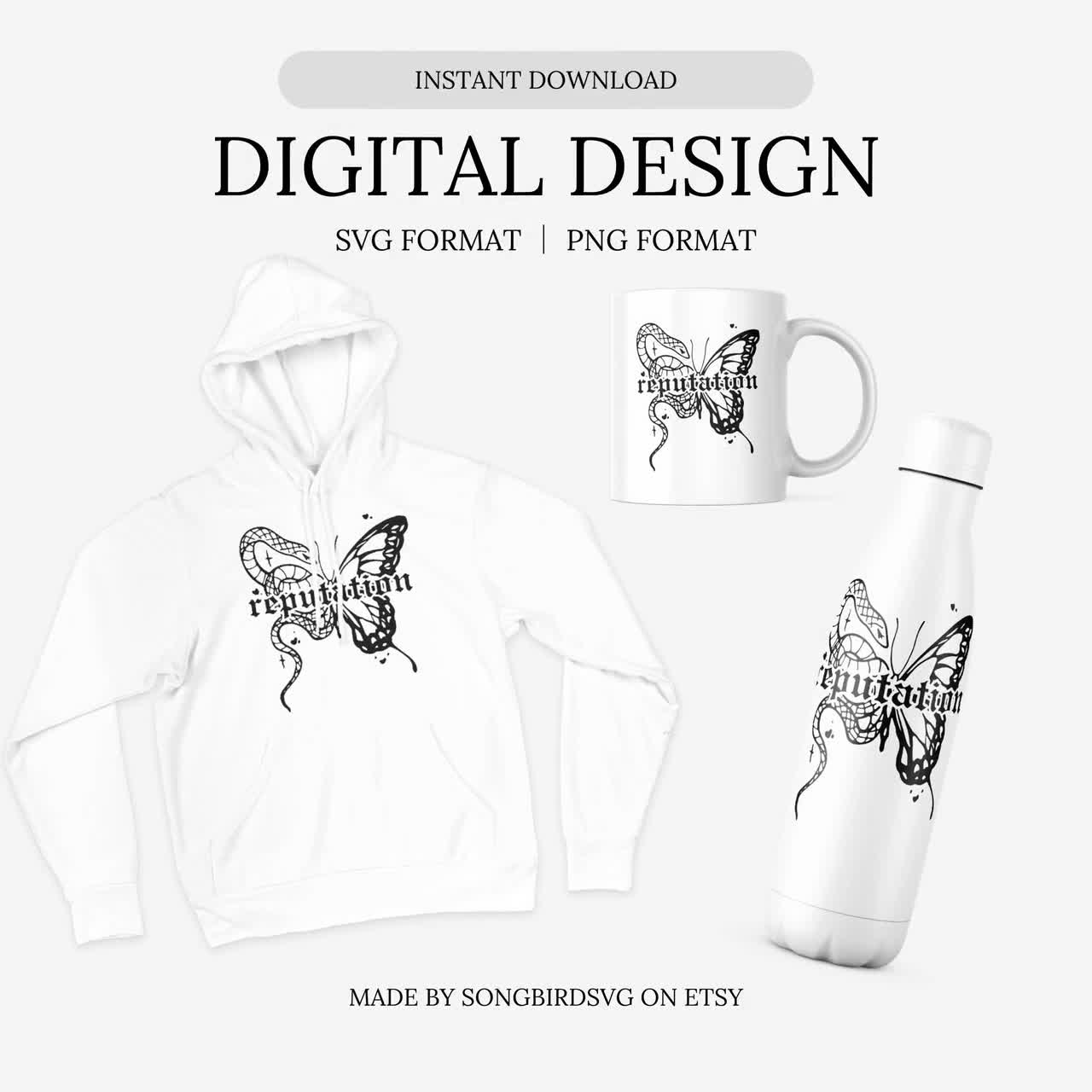 Reputation | Snake Butterfly Sticker | PNG SVG Instant Download Digital  Design Ready for Cricut