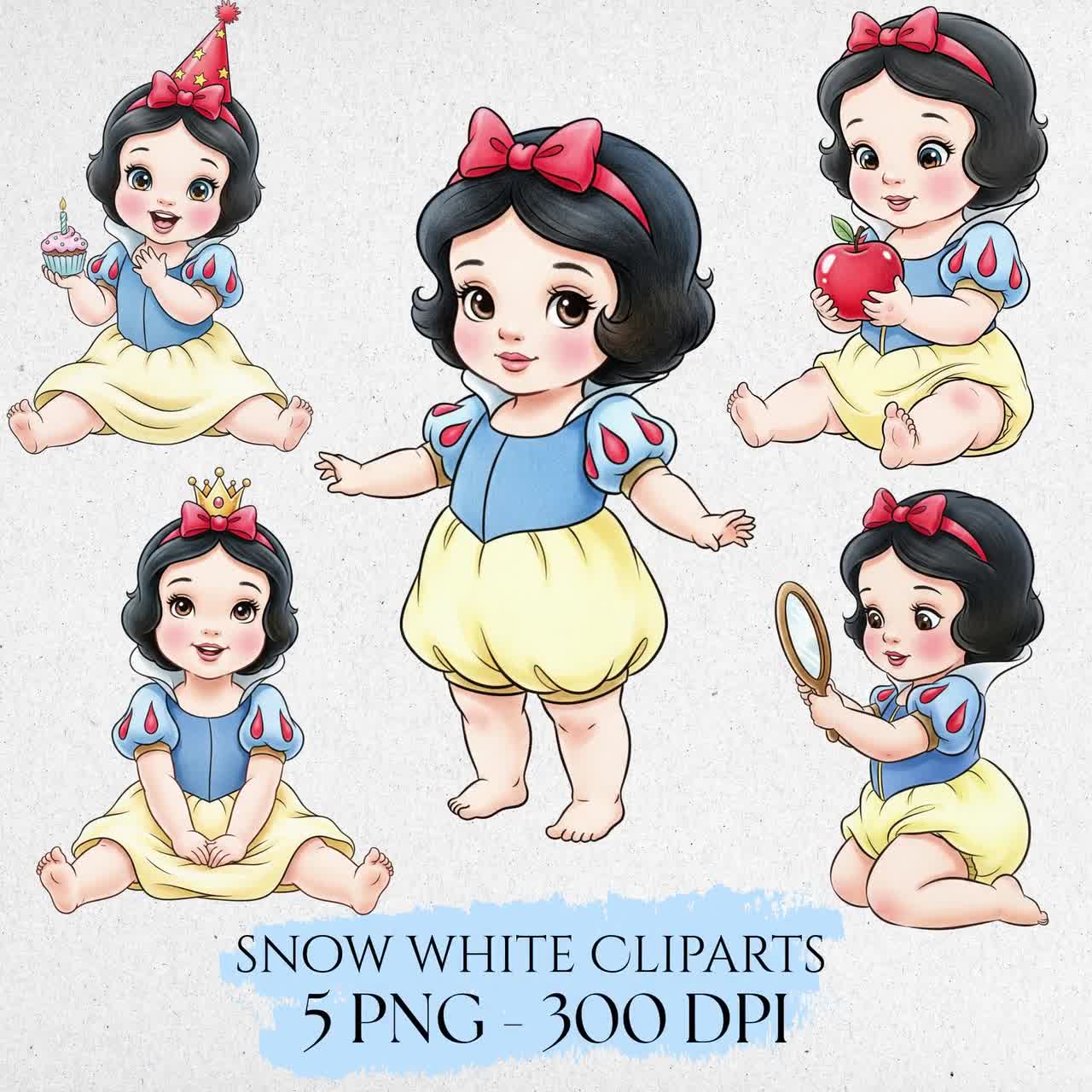 白雪姫のかわいい赤ちゃんの水彩画クリップアート、白雪姫のPNG