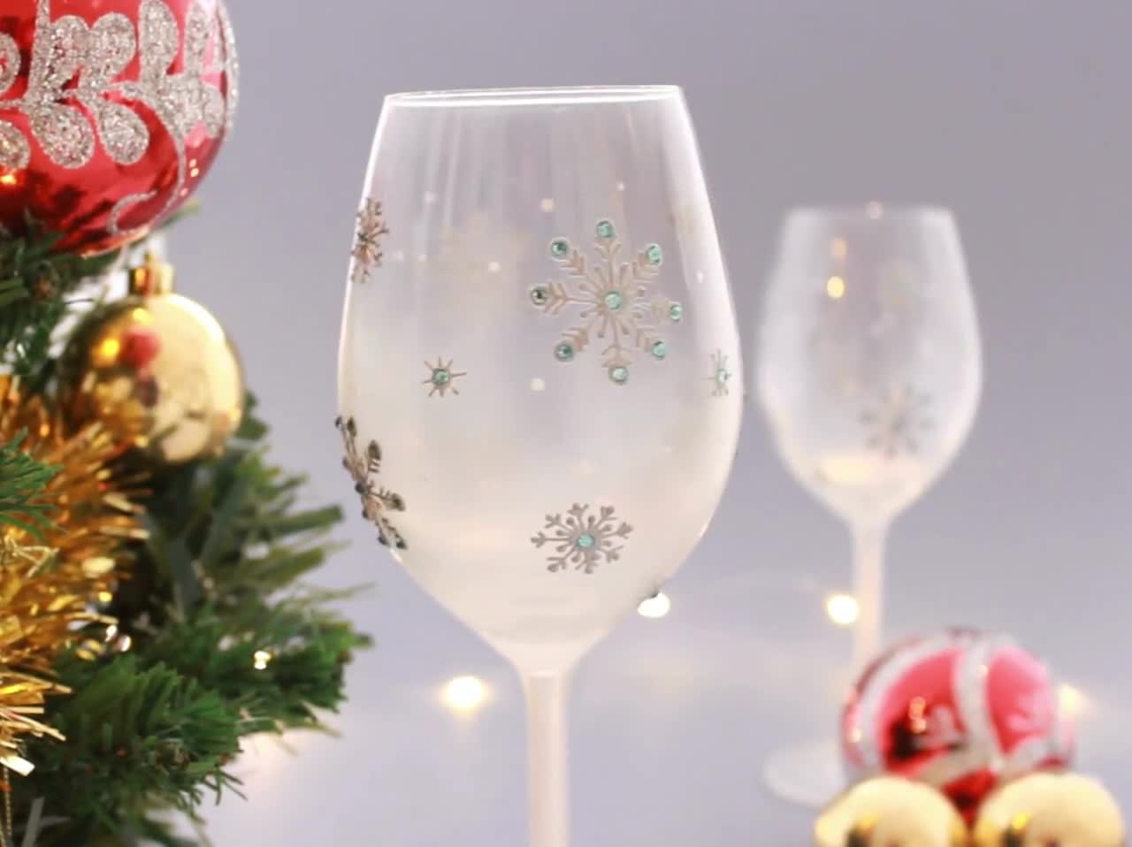 Christmas Snowflake Wine Gin Beer Glass Gift Elsa Frozen