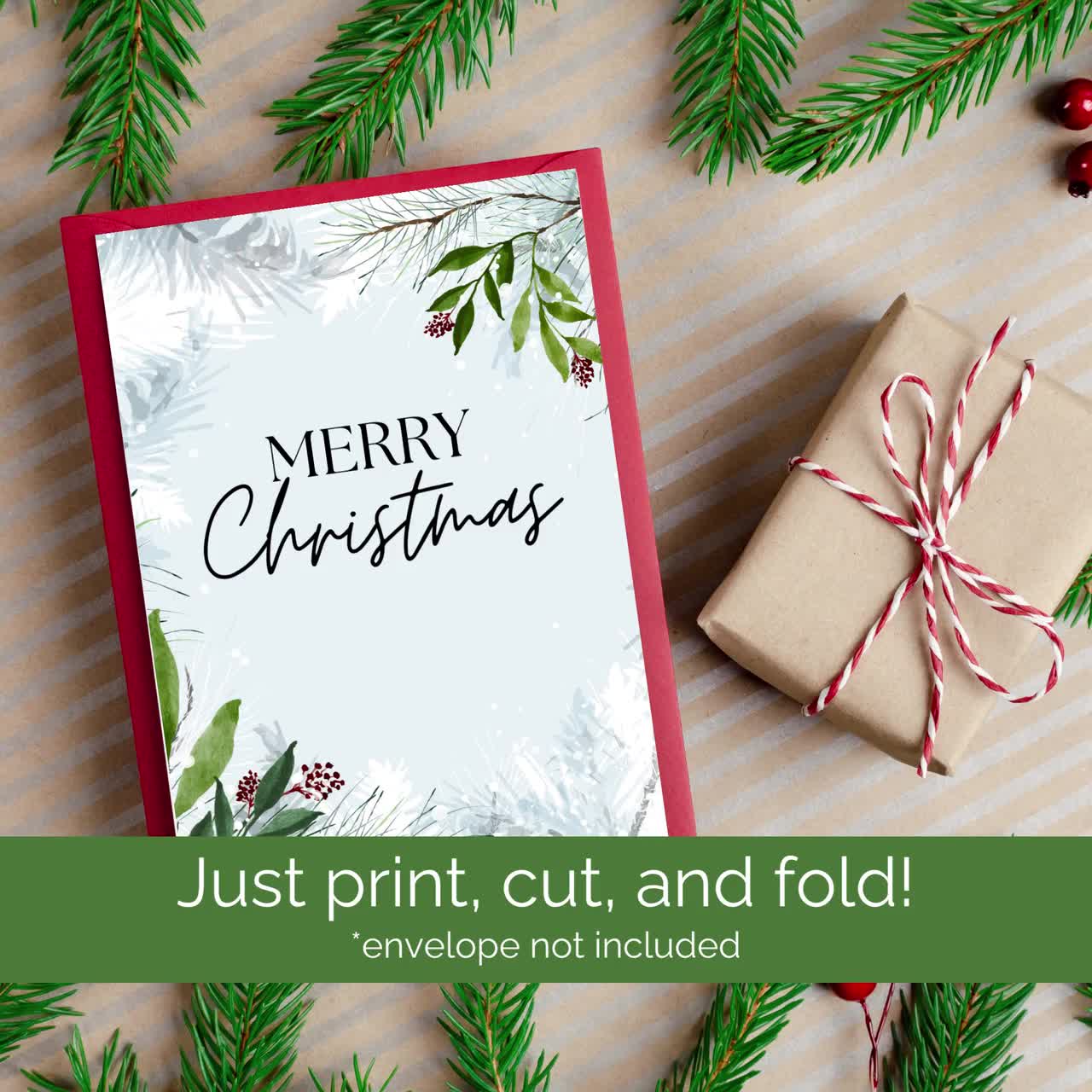 christmas card digital download, holiday card, printable christmas card,  merry christmas, 5x7 card