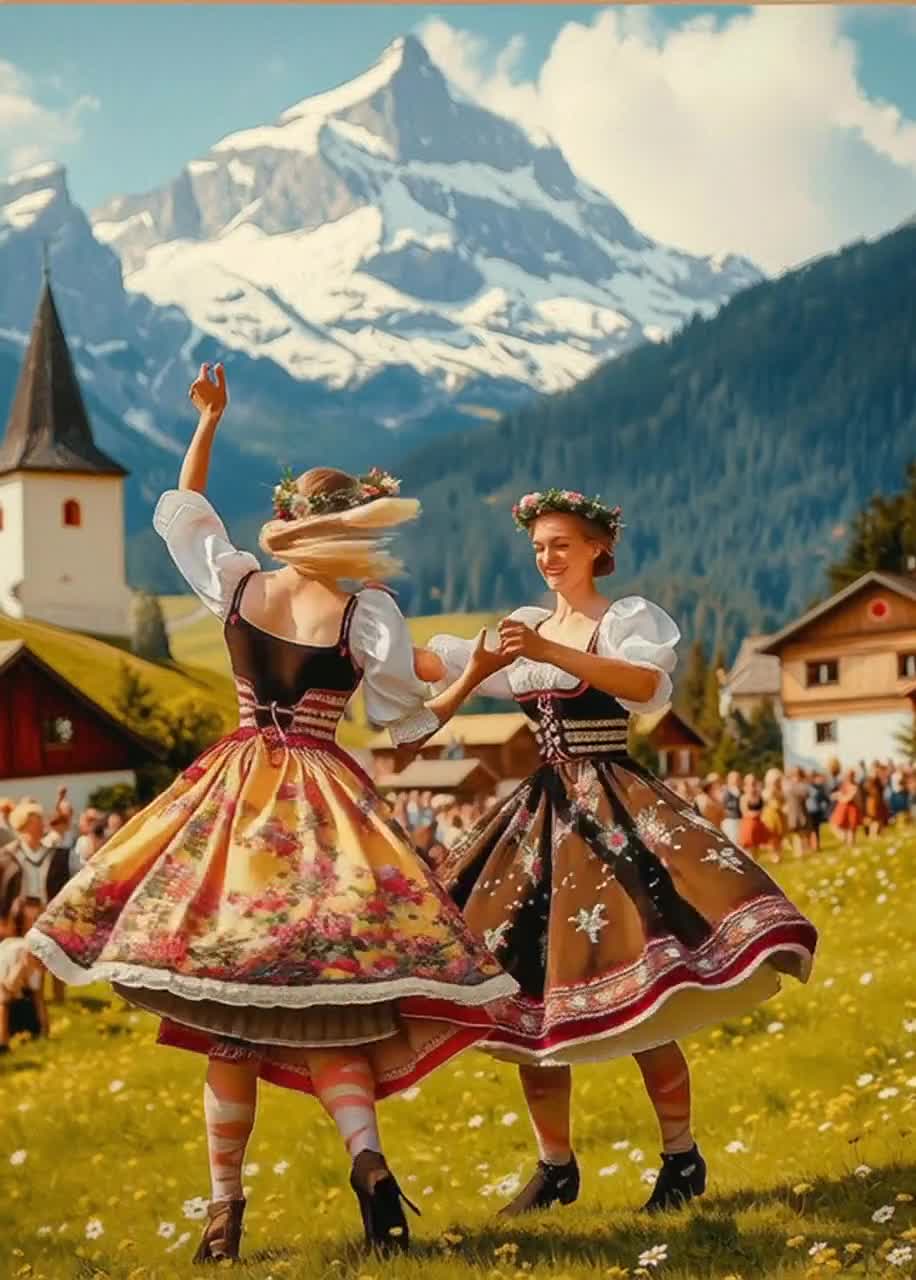 Schuhplattler Dance Art Print: Bavarian Folk Dance, German