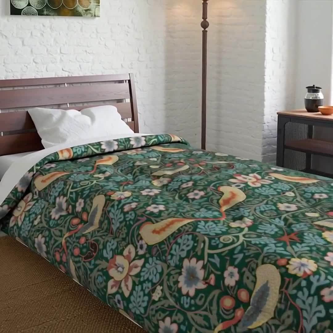 Strawberry Thief Comforter: William Morris Floral Twin XL