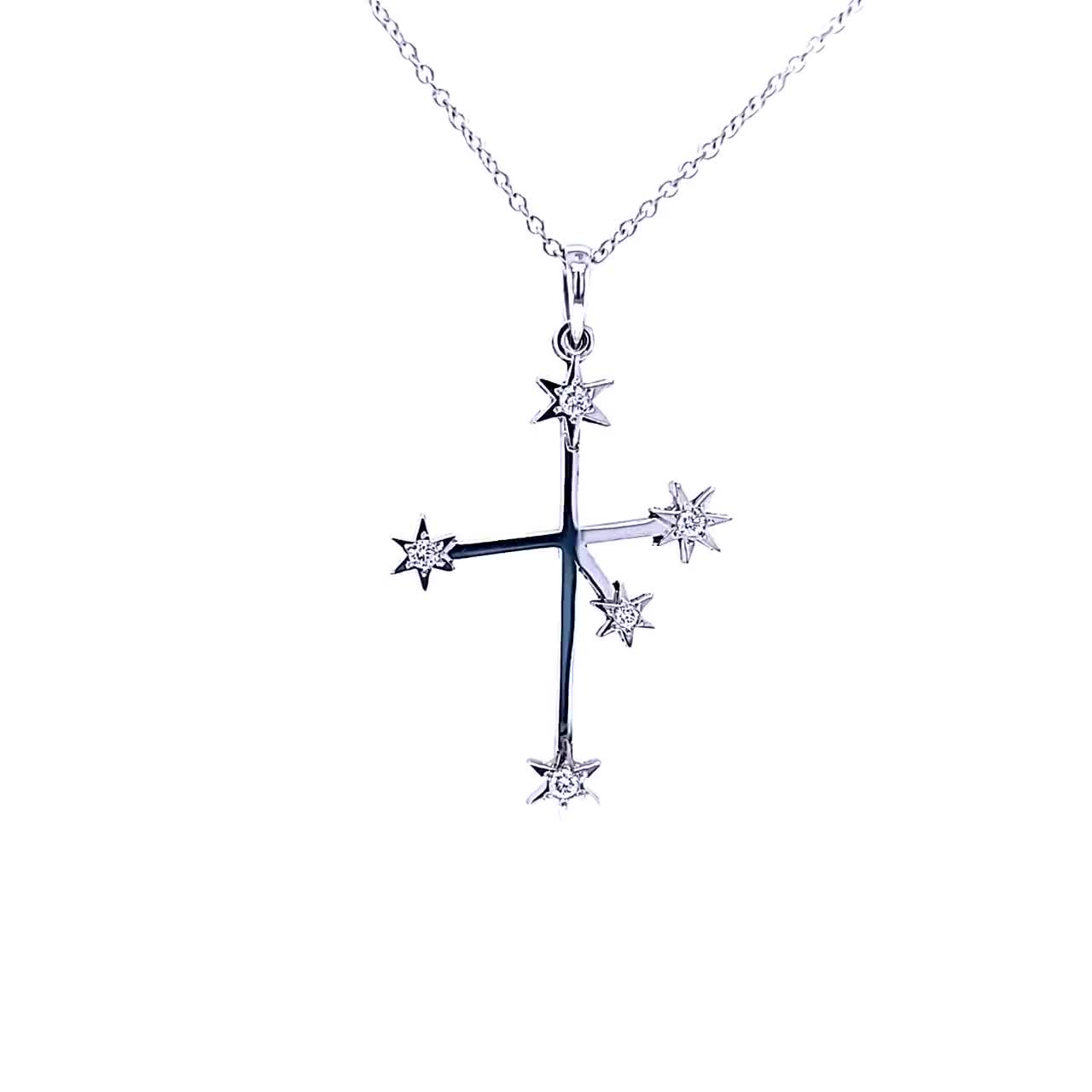 Southern Cross Diamond Star Pendant - 14K White Gold .08ctw