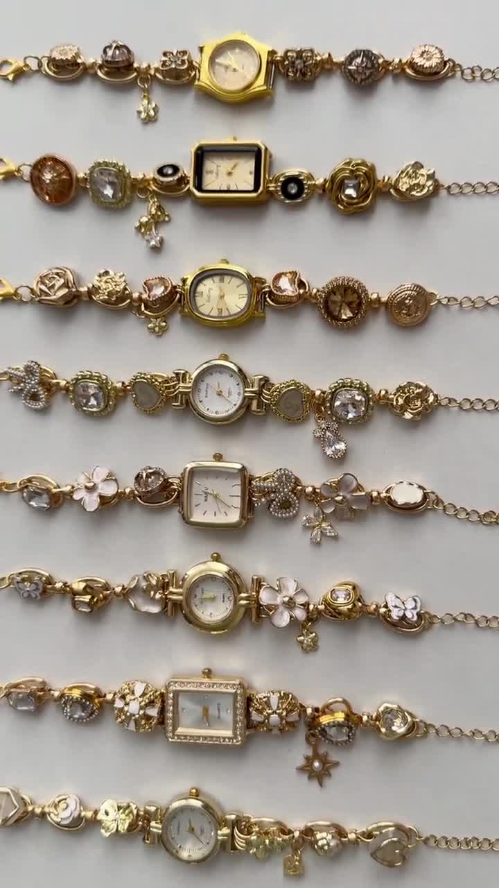Handmade Vintage Gold Watch Bracelet,elegant Tiger Eye Clock