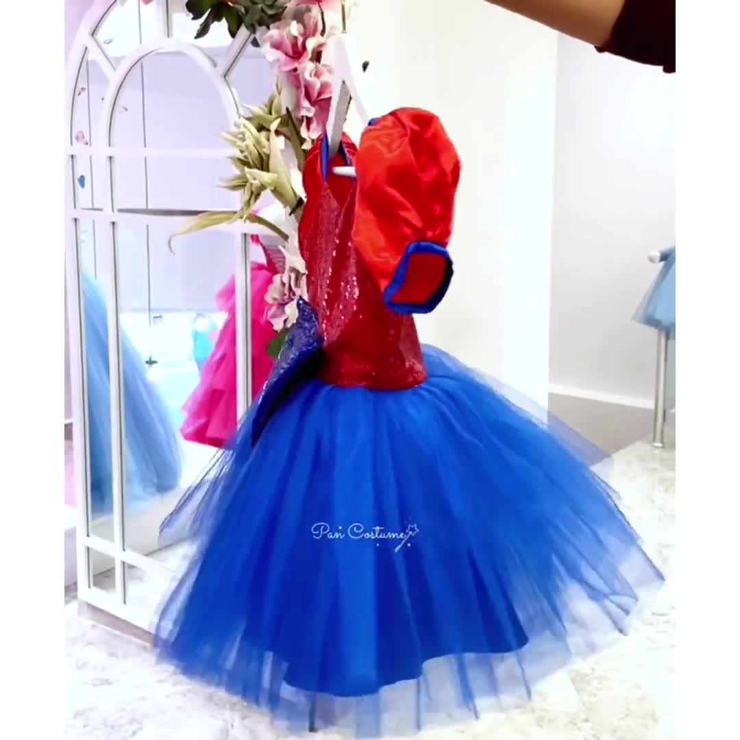 Traje de niña araña, vestido de cumpleaños de superhéroe, vestido de fiesta  de cumpleaños, vestido mini tutú, traje de superhéroe de niña, vestido de  tutú azul, vestido de princesa