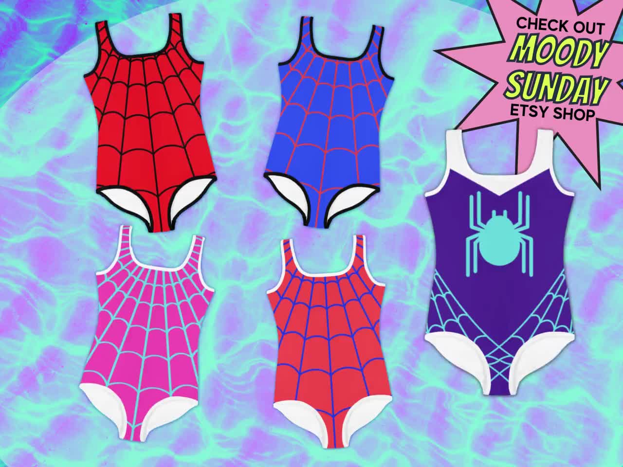 Traje de baño para niños inspirado en SPIDER GWEN STACY Traje de baño de una pieza para niña araña negro con araña neón Traje de baño de superhéroe Spidergwen, disfraz para niños video poster