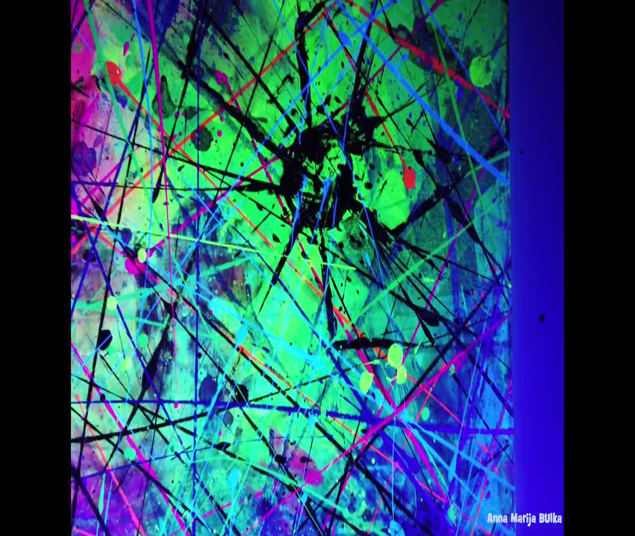 Abstract neon paint splash art spider 2