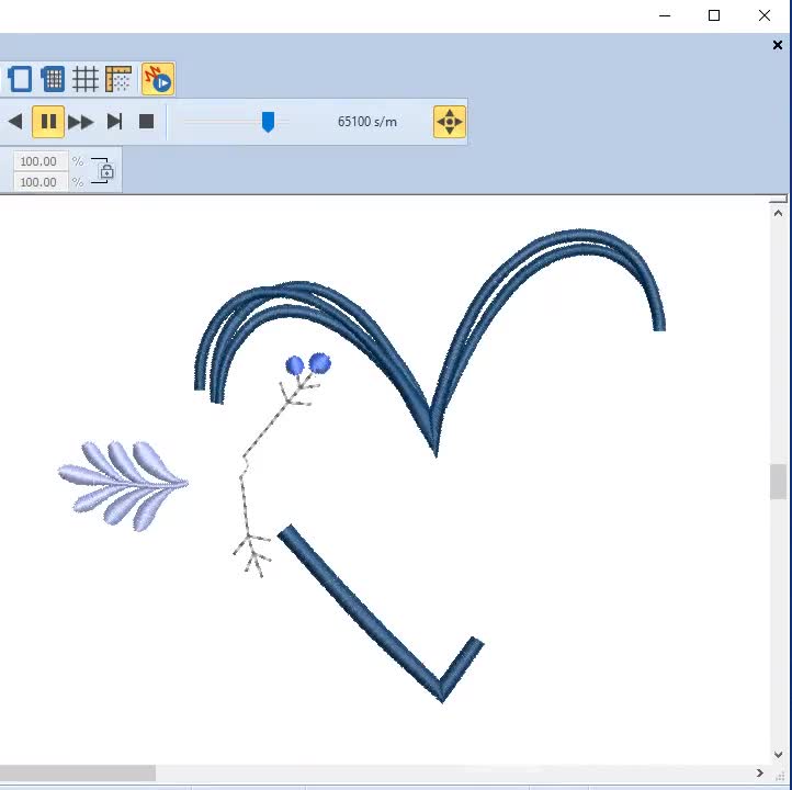 Split Heart Flower Embroidery Design, Flower Frame Embroidery