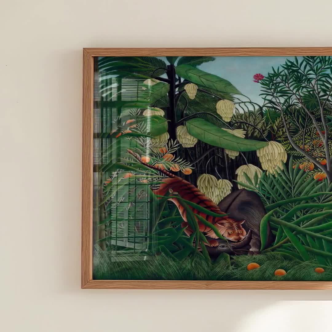 アンリ・ルソーの版画 - 虎と水牛の戦い、ジャングルの壁掛けアート