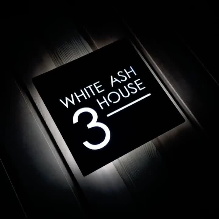 Illuminated Modern House Number Sign