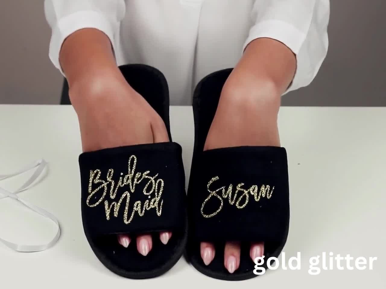 Pantofole personalizzate con iniziali personalizzate/monogramma per gli  invitati al matrimonio, pantofole con monogramma in bianco o nero, punta  aperta o punta chiusa -  Italia