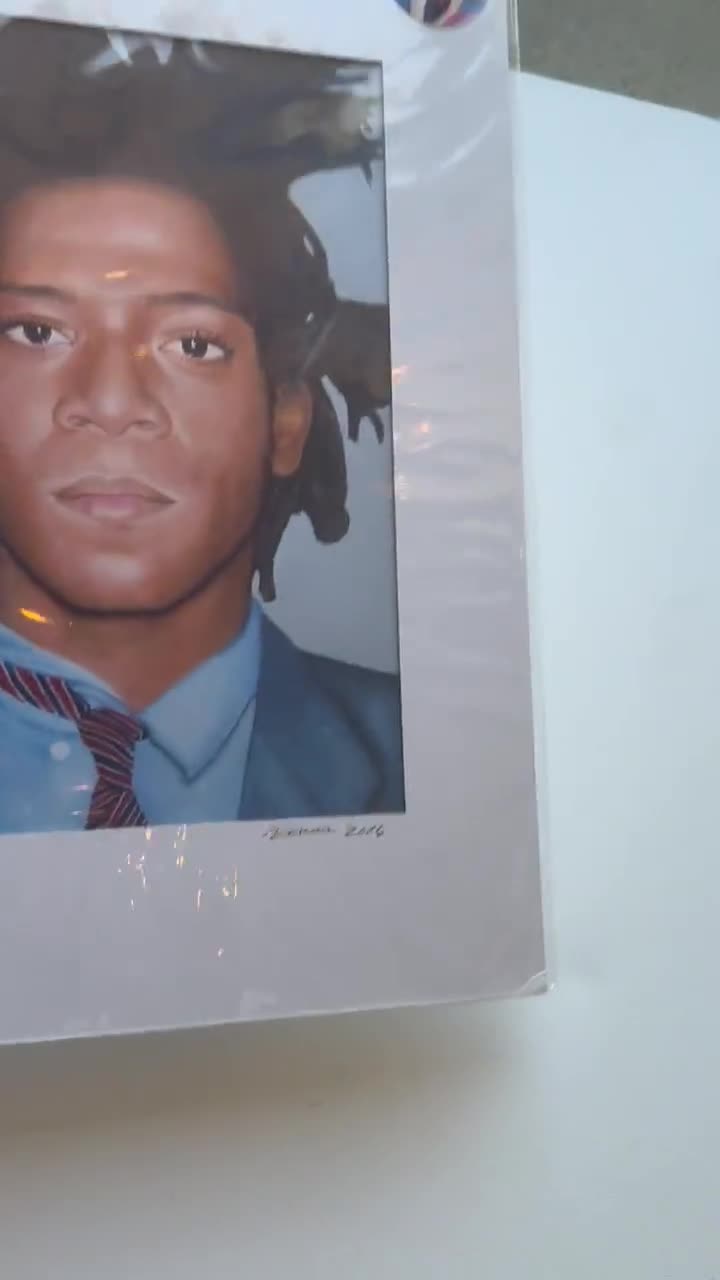 Basquiat Art Print: Warhol-Inspired Portrait, Signed & Matted video poster
