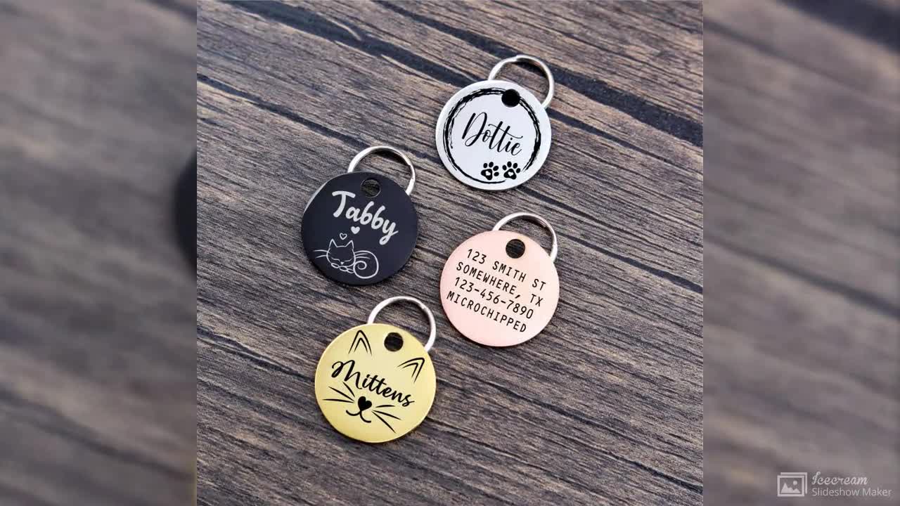 Personalized pet cat ID tag, Pet Cat tag, Cat ID Tag, kitten tag, Cat ID  Tag, cat tag for cats, Rose Gold cat Tag, Gold cat Tag, Silver tag