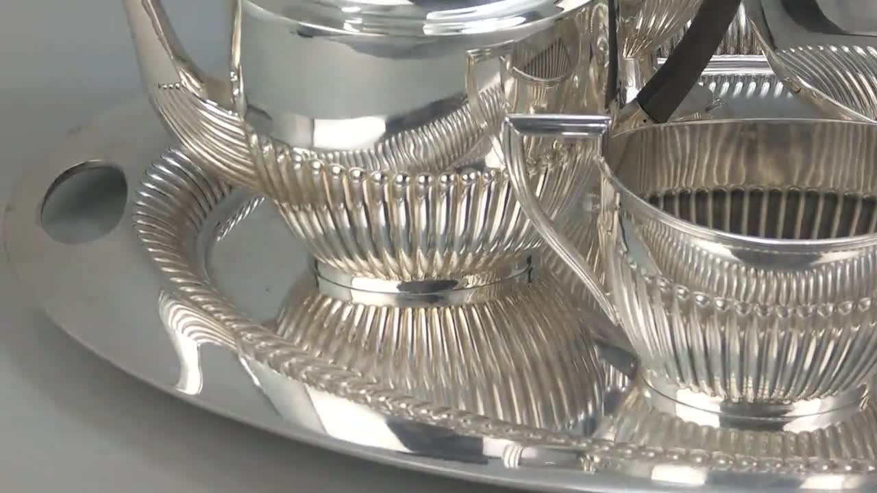 Art Deco Silver Plate Tea Coffee Set Queen Anne Style Walker Hall