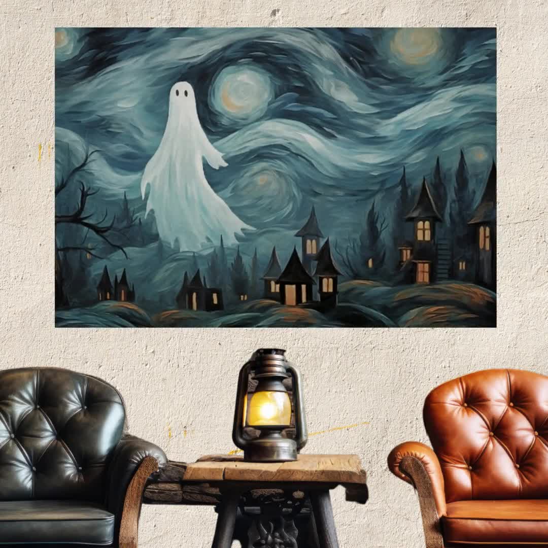 Notte stellata, Vincent Van Goghst, Fattoria d'epoca, Arte di Halloween,  Arte su tela di grandi dimensioni, Arte della parete autunnale, Divertente  decorazione di Halloween, Regali di Halloween -  Italia