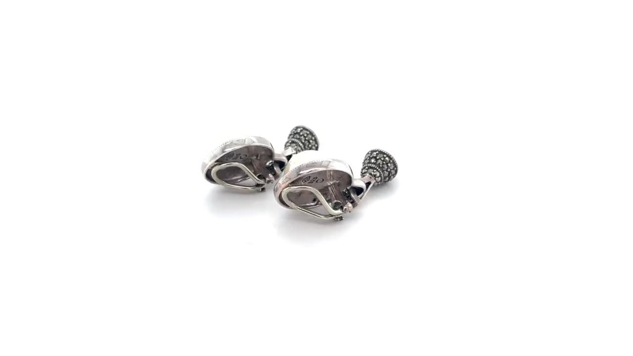 Sterling Designer Judith Jack Marcasite and Pearl Clip On Earrings, Judith  Jack Jewelry, Marcasite Clip Earrings, Mabe Pearl Earrings