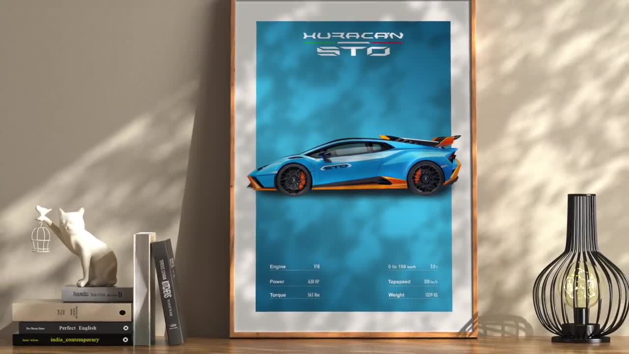 Lamborghini Huracan STO スケッチ ポスター Lamborghini Huracán STO Poster - Car Fine Art Prints – Postersport