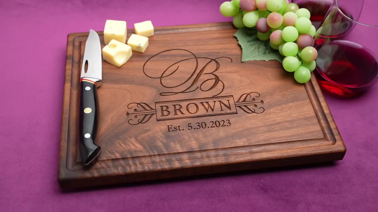 Poem Design Wood Cutting Board Poem Design Color: Walnut, Size: 15 W x 20 L, Customize: Yes