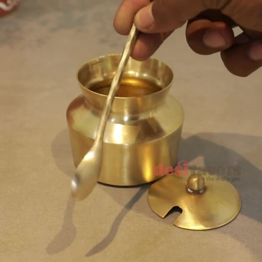 Sugar Pot With Spoon Spice or Ghee Container Rustic Kitchen Cutlery  Housewarming Gift Diwali Return Gift Favor Gifting Honey Pot 