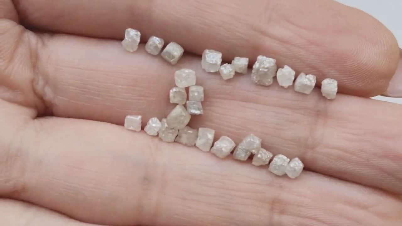 3-4mm White Rough Diamond Cube, Natural Pure White Diamonds, Loose