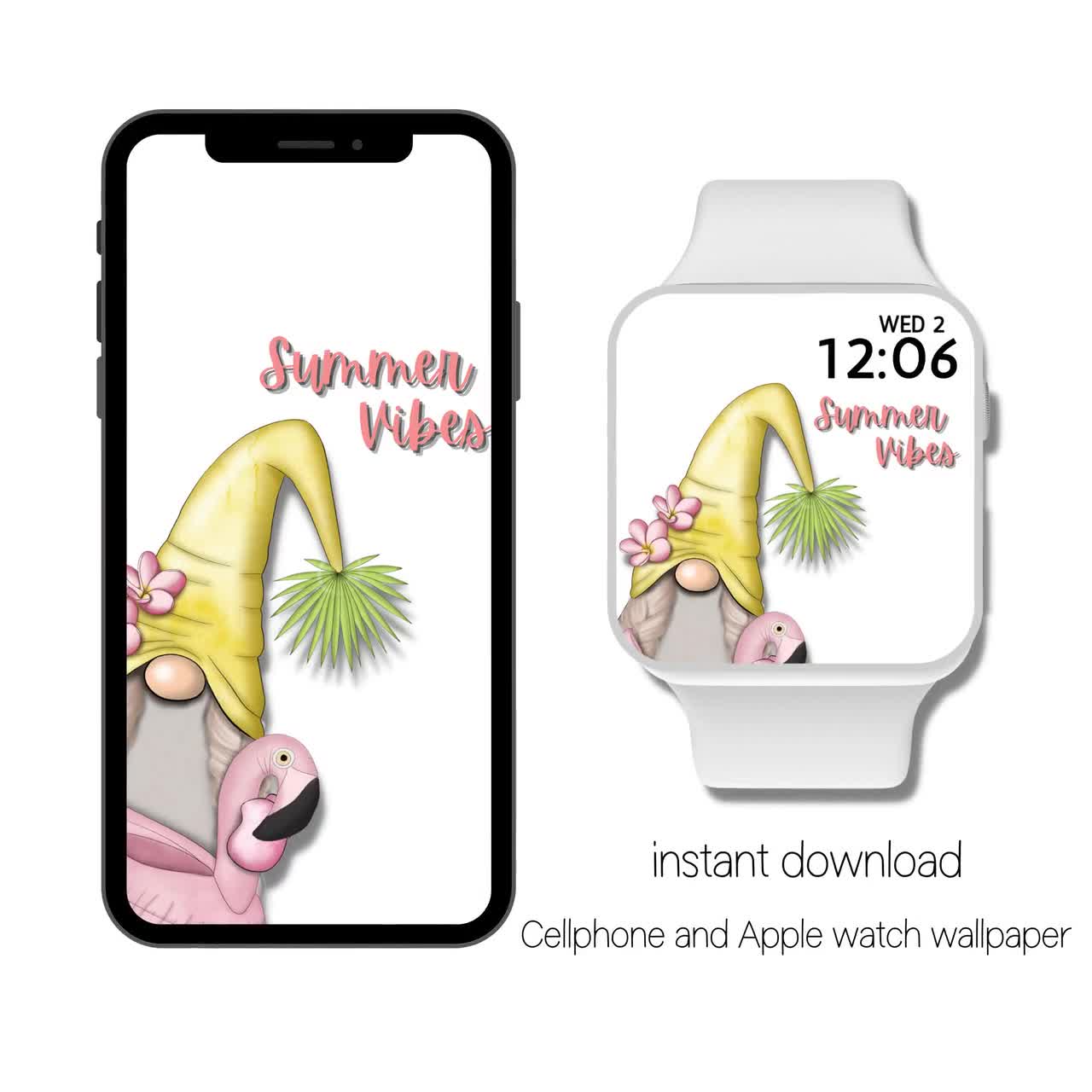 Buy Summer Vibes Gnome Apple Watch and Cellphone Wallpaper, Smartwatch,  iPhone Wallpaper, Background Wallpaper, Instant Download Online in India -  Etsy