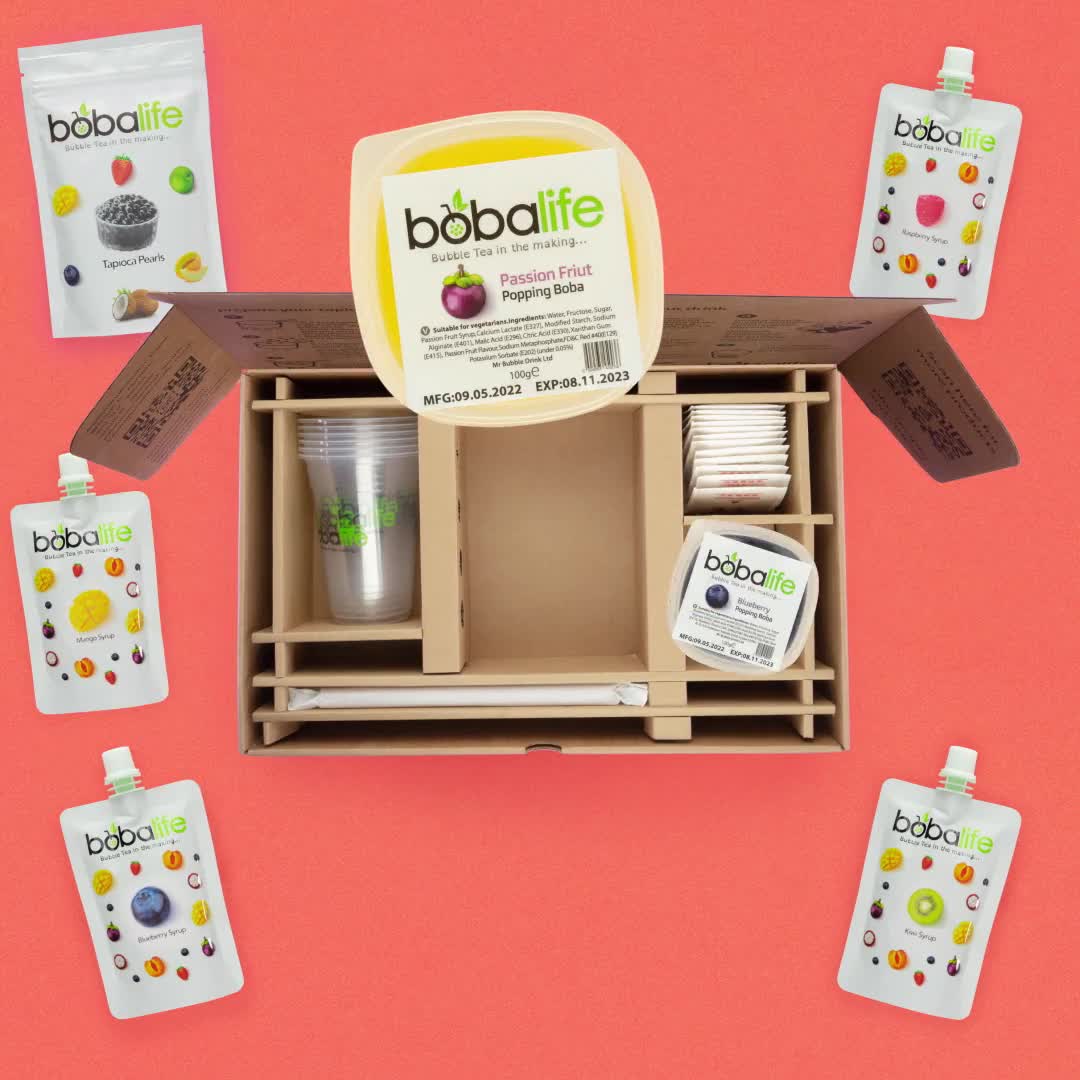 Bubble Tea Kit Gift Box Milk Selection Makes 12 Drinks Suitable for Vegans  by Bobalife 