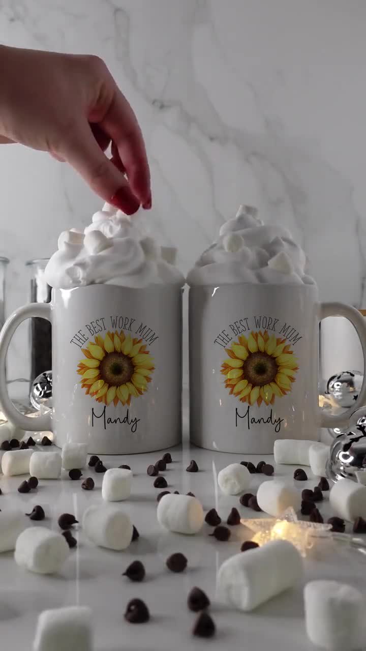 Taza Personalizada Con Monograma Y Girasoles - Regalo Para Mujer, Madre, Esposa, Jefa, 40 Oz, Acero Inoxidable, Aislante