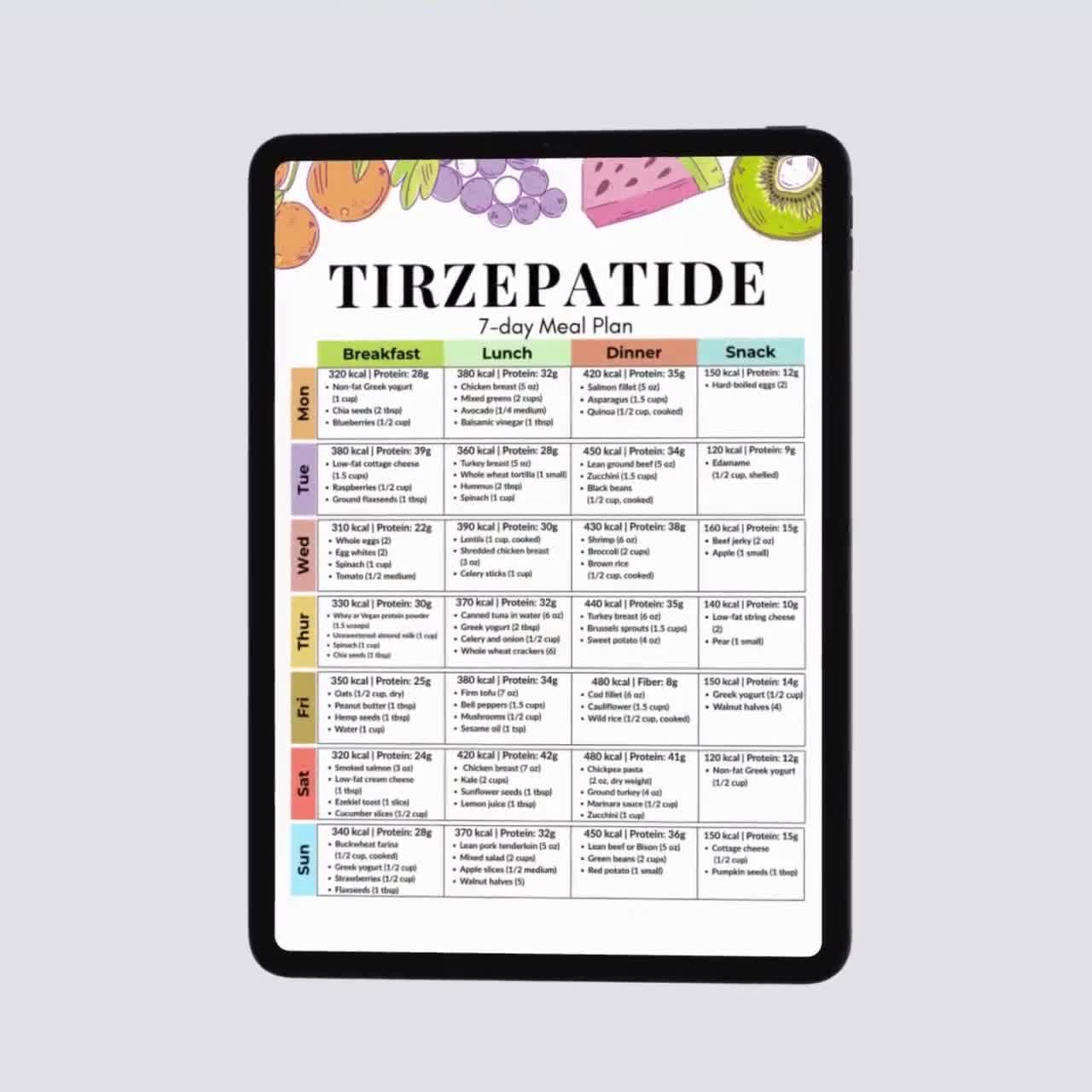 tirzepatide meal plan pdf free download Tirzepatide Meal Plan | 7-Day Mounjaro Zepbound Diet Support | High Protein  Weight Loss | GLP-1 Meal Plan