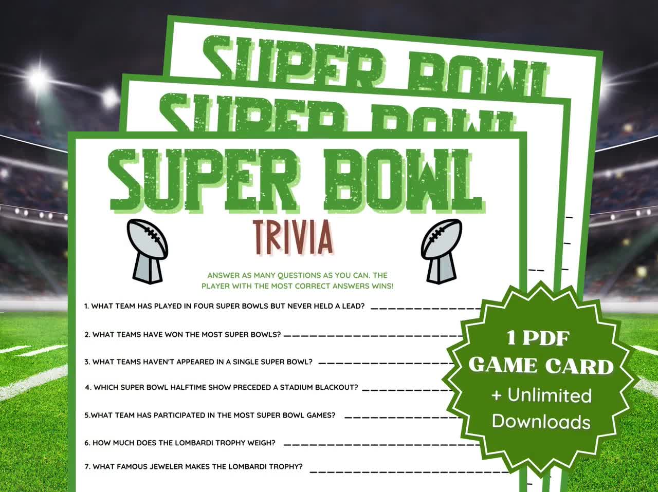 Super Bowl Trivia: 25 Trivia Questions Read Out Loud (NFL Trivia) Football  Trivia 