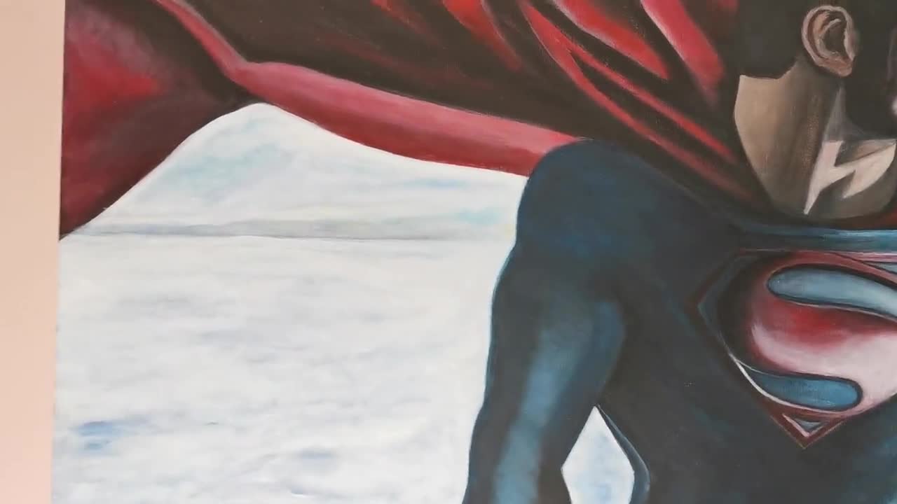 Original Superman Acrylic Painting on Canvas, Superman the Movie 