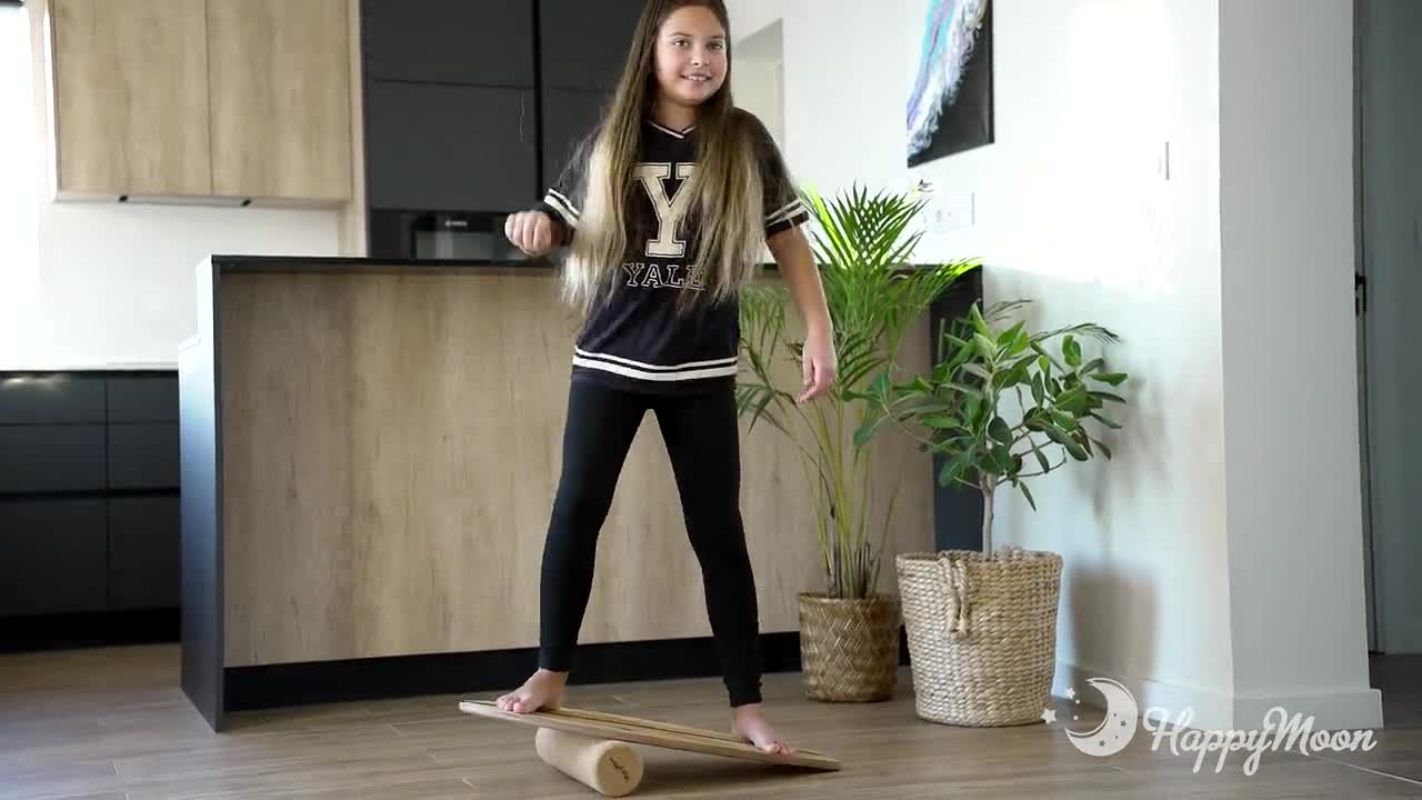 POWRX Planche d'Équilibre en bois - Surf Balance Board d'entraînement
