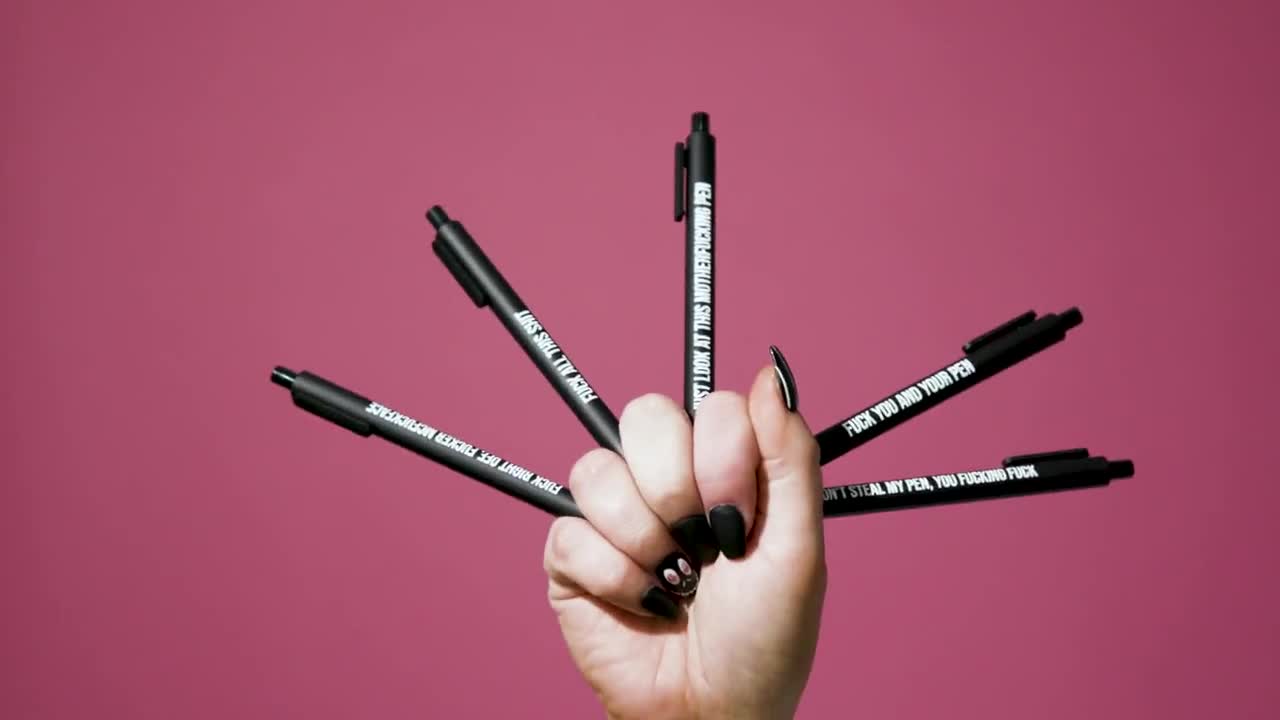 Sweary Fuck Pens Cussing Pen Gift Set 5 Black Fuck You Pens 