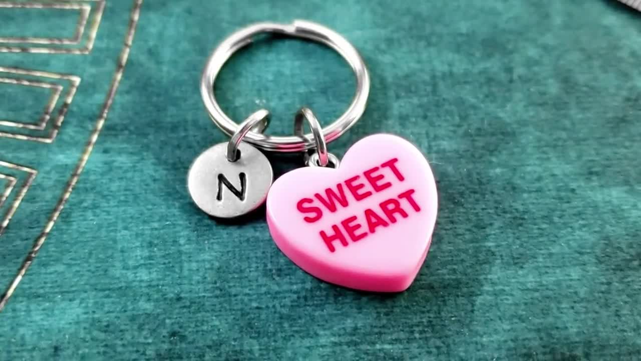 Candy Heart Keychain SMALL Sweetheart Pink Conversation