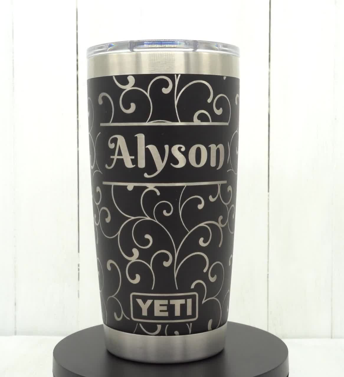 Laser Engraved YETI® or Polar Camel Tumbler with Swirl Wrap-Around Des