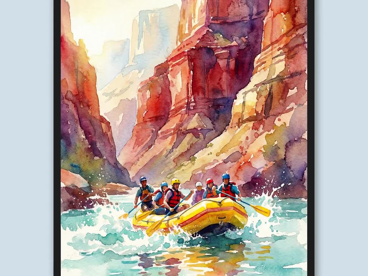 Grand Canyon Travel Poster Wall Art Whitewater Rafting Art Print
