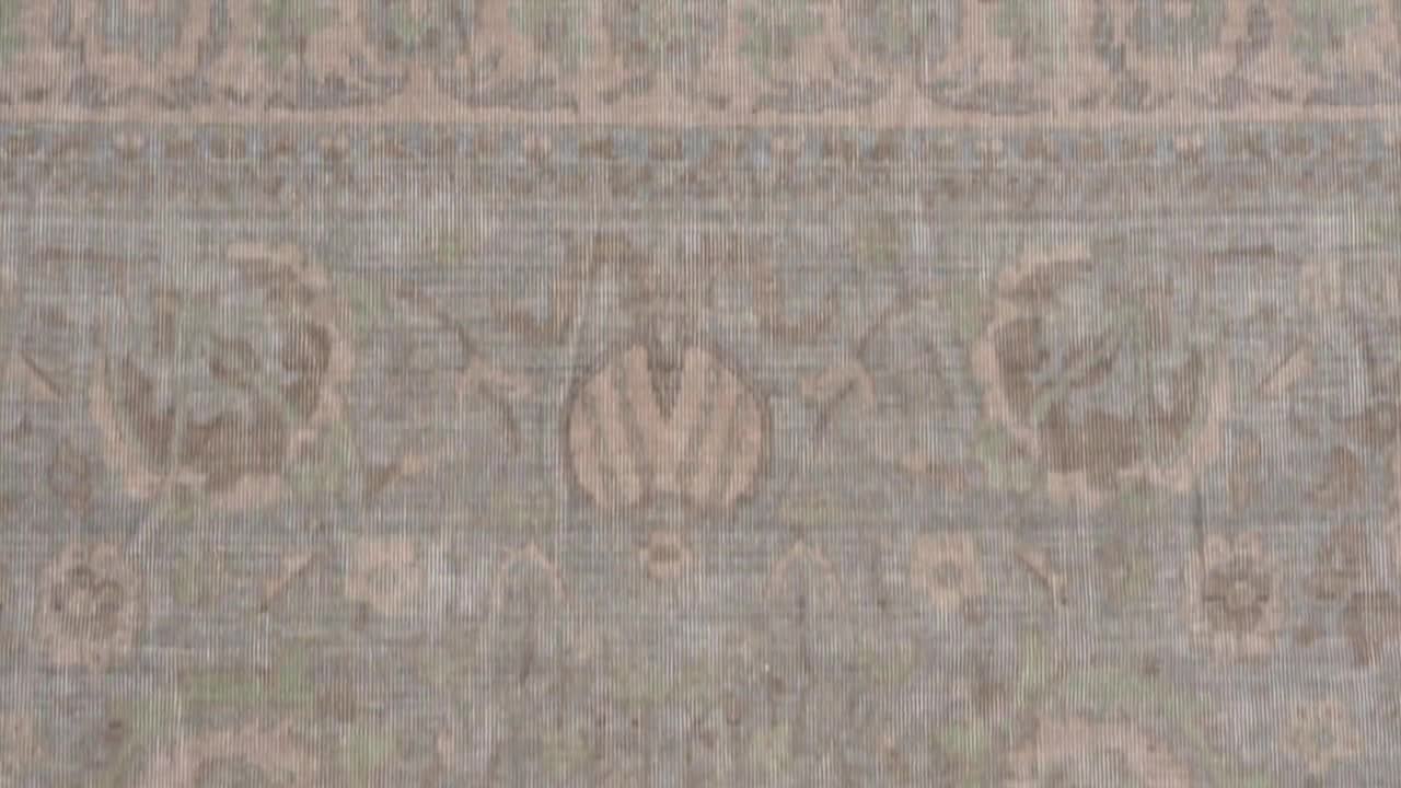 Alfombra turca azul de 8 x 10, alfombra neutra de lana para sala de estar, alfombra oriental, alfombra Oushak, alfombra grande para decoración rústica, 7'11 x 9'11 video poster