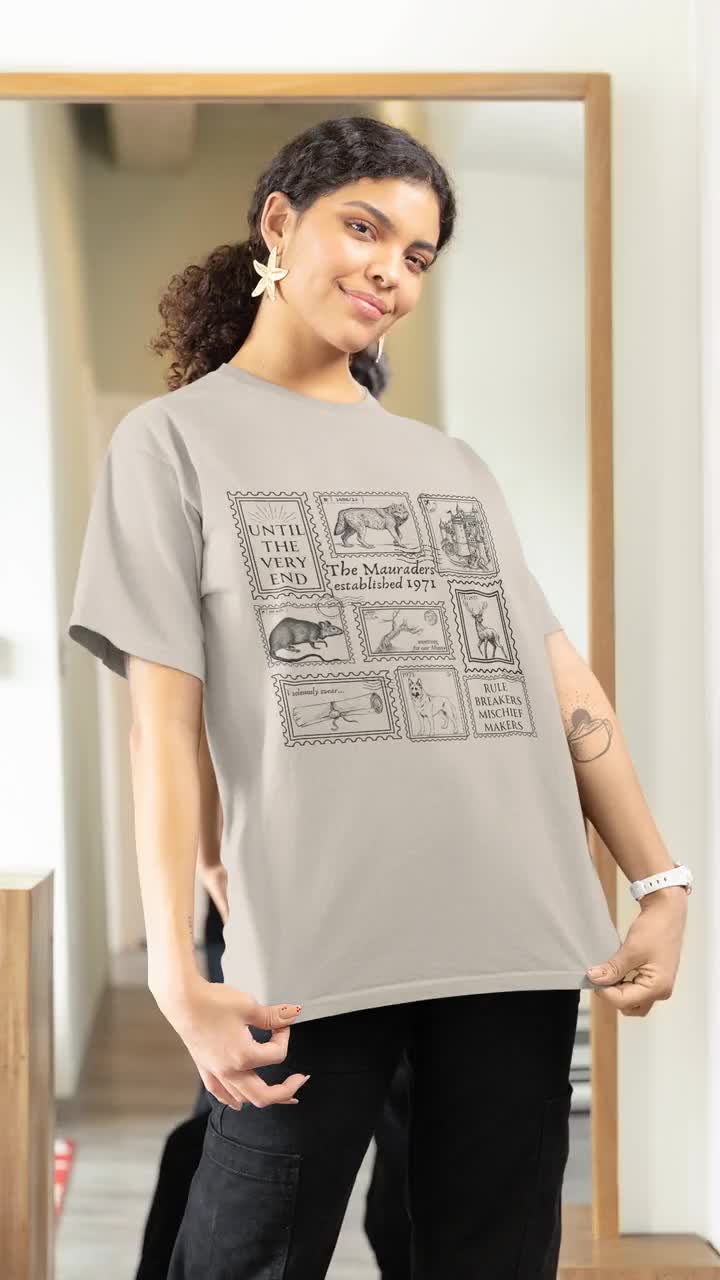 Marauders Stamp Collection Tee Shirt Tshirt * Wizard Apparel Postcard James Moony Remus Sirius ATYD * Book Fandom Merch Reader Gift page 394 video poster