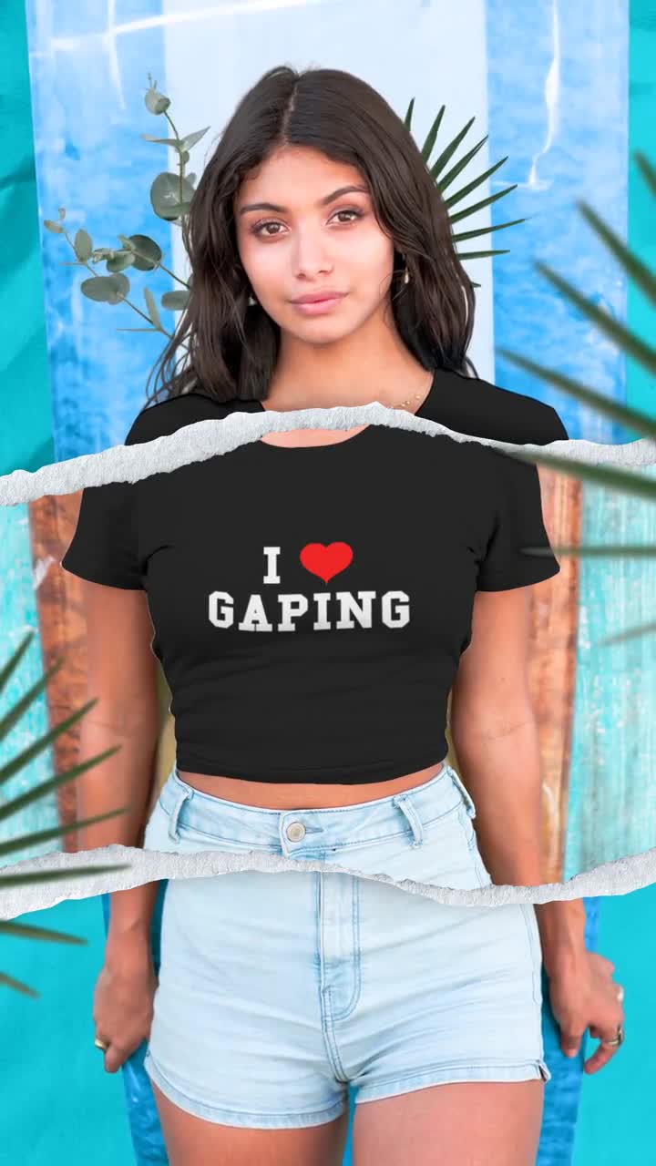 Ik hou van gapend crop top shirt anale dameskleding kont