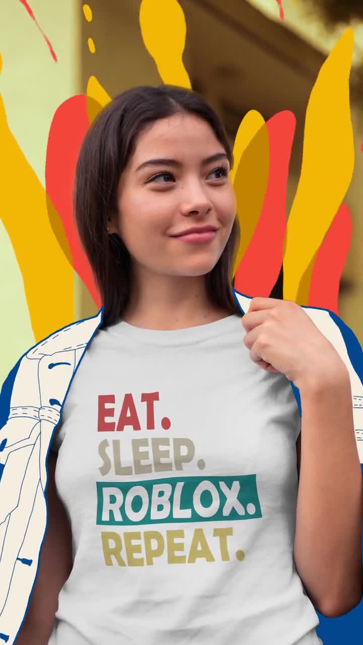 Eat Sleep Roblox Inspired Repeat Adult Unisex Black T Shirt 