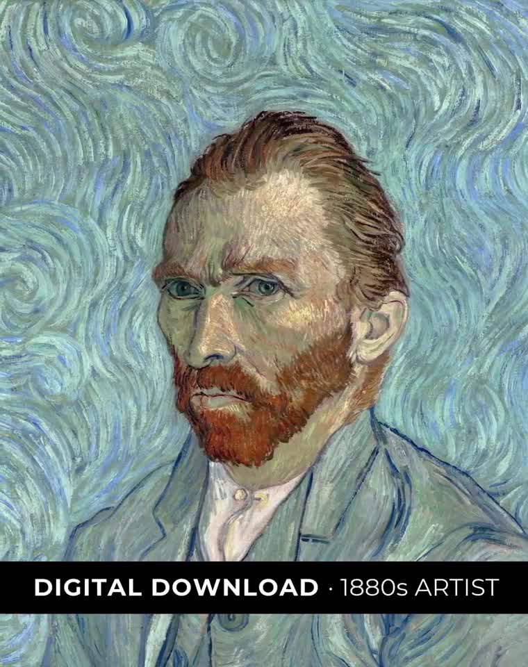 ゴッホ作「最後の自画像」ダウンロード、ヴィンテージフランス印象派
