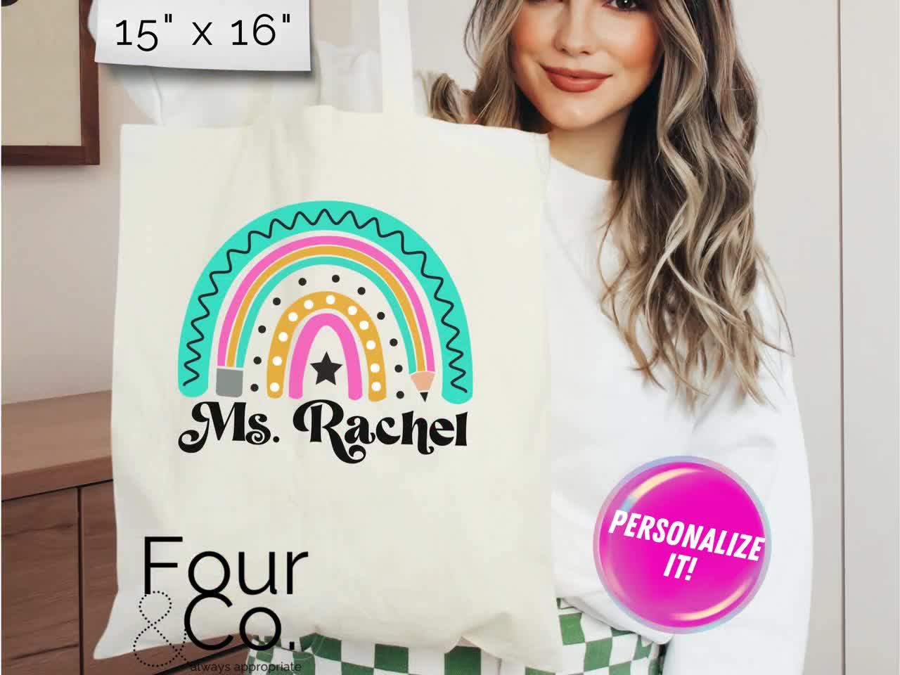 Paterr 20 Pezzi Borse Regalo Per Insegnanti – Set Di 10 Tote Bag In Tela Arcobaleno + 10 Beauty Case Con Cerniera, Per Ringraziamento E Fine Anno - 3