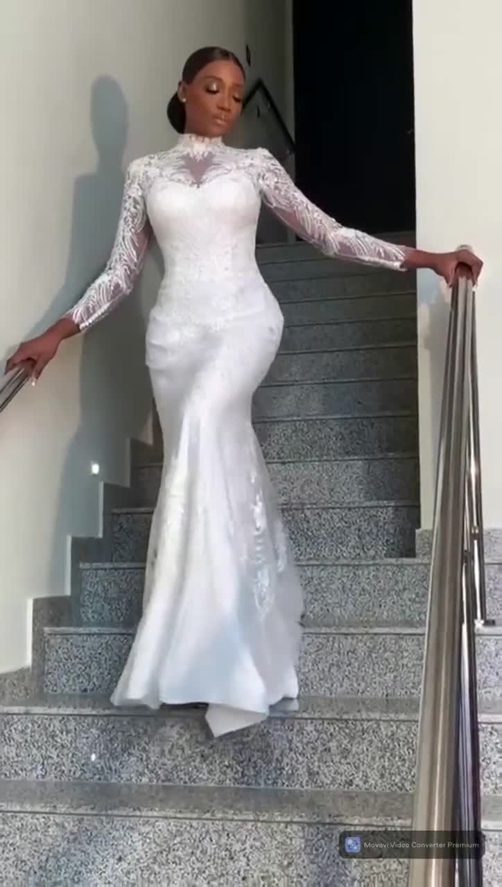 High Neck Wedding Dress Wedding Dress, Lace Classic Wedding Dress