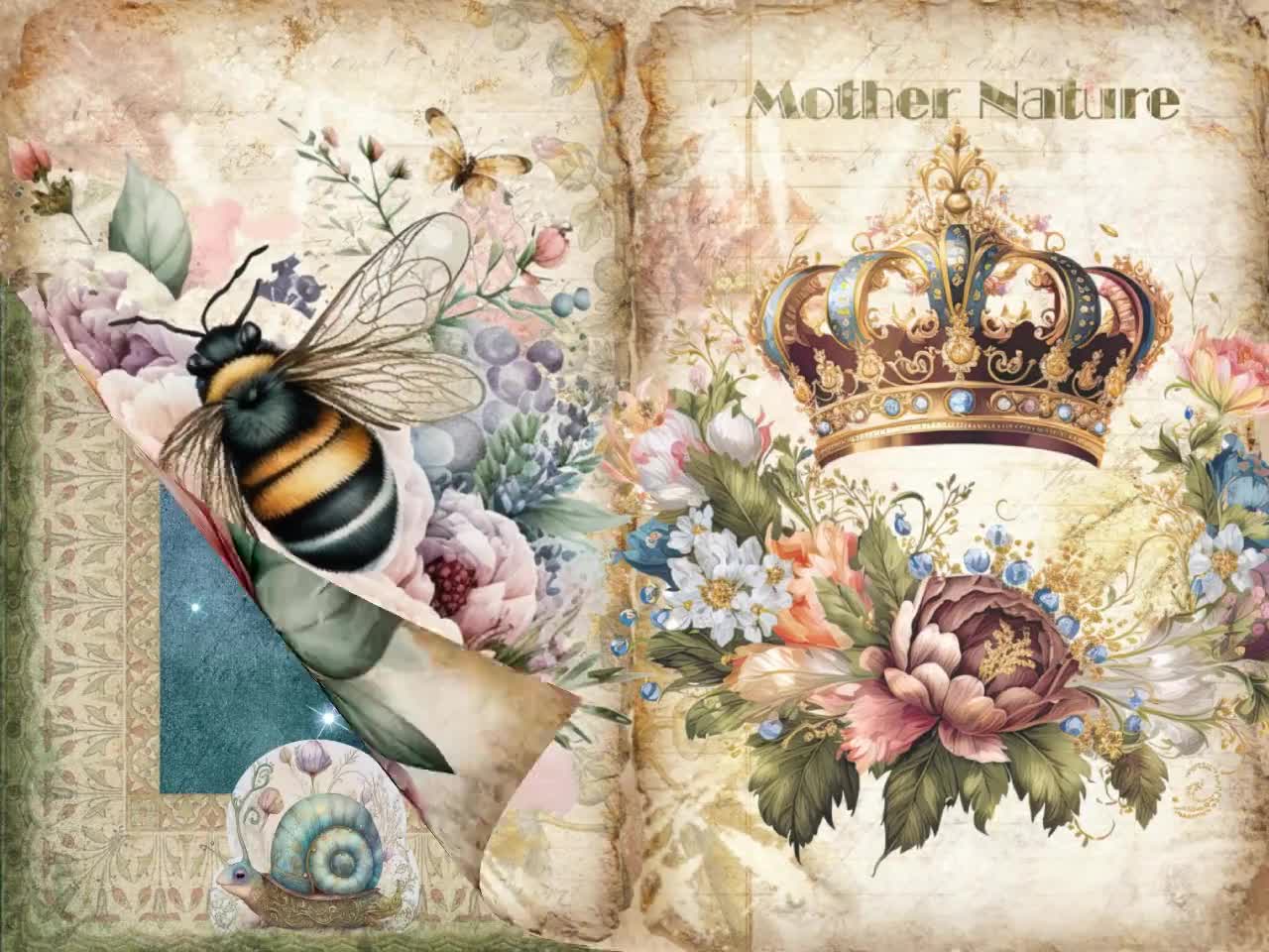 Mother Nature Junk Journal Kit, Nature Collage Printables, Digital Nature  and Woodland Kit, Flora and Fauna Junk Journal Paper